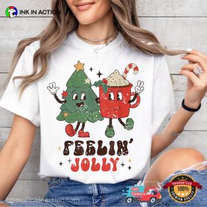 Hot Chocolate Milk With Christmas Tree Feeling Jolly Comfort Colors Shirt