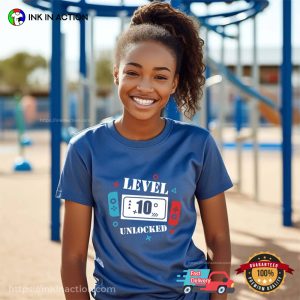 Level 10 Unlocked Gamer Kids 10th Birthday Shirt 2