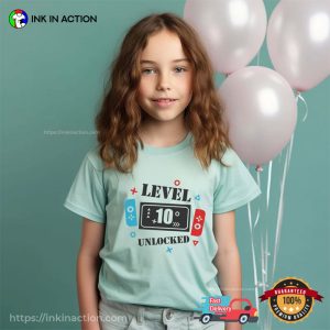 Level 10 Unlocked Gamer Kids 10th Birthday Shirt