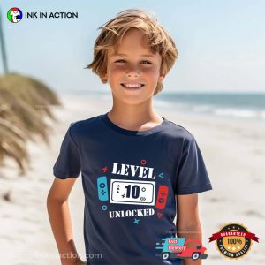 Level 10 Unlocked Gamer Kids 10th Birthday Shirt 4