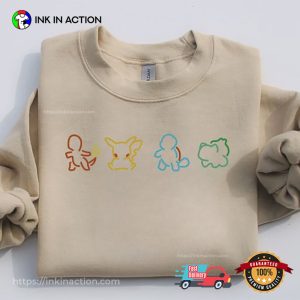 Pokemon Pikachu Charmander Squirtle Bulbasaur Doodle Shirt