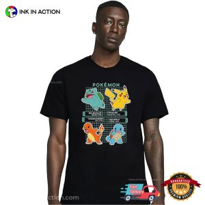 Pokemon Starters Grid Pokedex T-Shirt