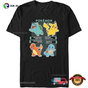 Pokemon Starters Grid Pokedex T Shirt 3