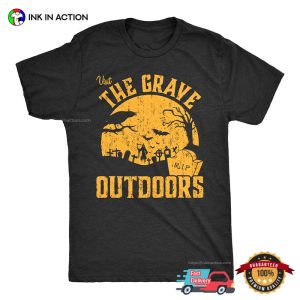 Visit The Grave Outdoors Retro Halloween Cemetary T shirt 3