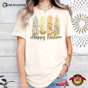 Brushstroke Happy Easter Bunny Carrots T shirt 2