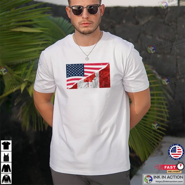 Canadian American Dual Citizen Retro Flag T-shirt