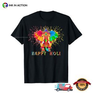 Colors Elephant Hindu Happy Holi Festival 2025 T shirt 1