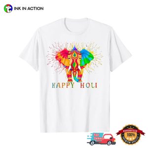 Colors Elephant Hindu Happy Holi Festival 2025 T shirt 3