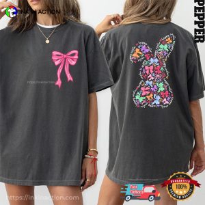 Coquette Bow Bunny Happy Easter Comfort Colors Tee 3