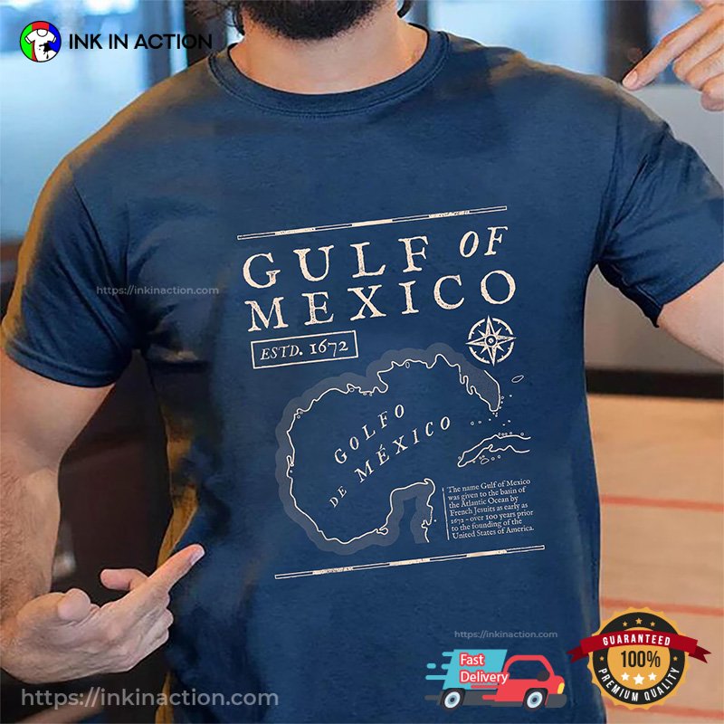 Gulf Of Mexico 1672 Historic Map Comfort Colors T-shirt Gulf Of Mexico 1672 Historic Map Comfort Colors T-shirt