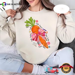 Happy Easter Teacher Coquette Bow Pencil Cute Carrot Shirt Happy Easter Teacher Coquette Bow Pencil Cute Carrot Shirt