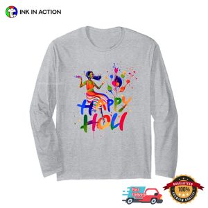 Happy Holi Festival Color Hindu Girl T shirt 1