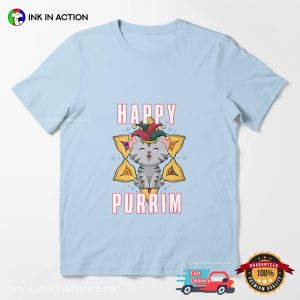 Happy Purim Jewish Cat Hebrew T-shirt