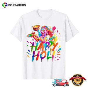 India Girl Happy Holi hindu color festival T shirt 2
