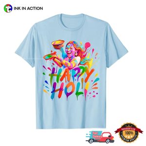 India Girl Happy Holi hindu color festival T shirt 3