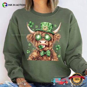 Lucky Highland Cow saint patrick's day T shirt 3