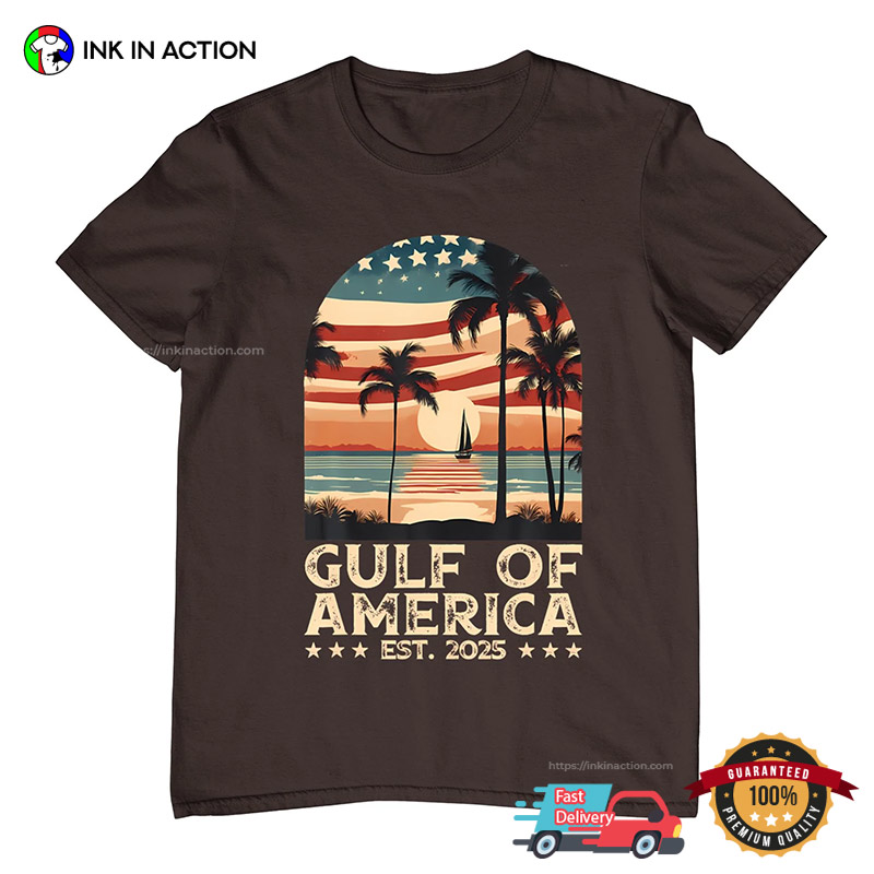 Retro Gulf Of America Est 2025 American Flag Sky T-shirt Retro Gulf Of America Est 2025 American Flag Sky T-shirt
