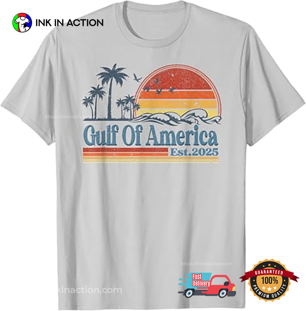 Vintage Beach Gulf Of US America Est 2025 T-shirt Vintage Beach Gulf Of US America Est 2025 T-shirt