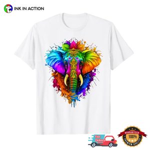 Watercolors Elephant Hindu holi day festival T shirt 3