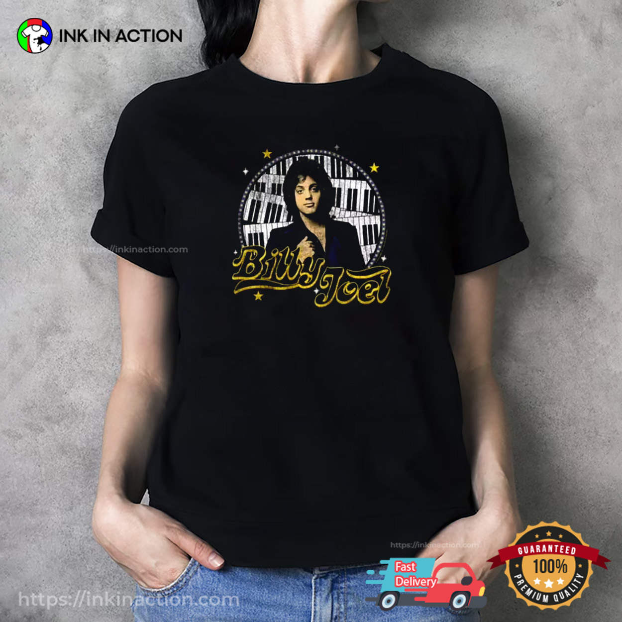 Billy Joel Young Pop Star Piano Man Album T-shirt Billy Joel Young Pop Star Piano Man Album T-shirt
