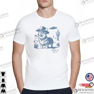 Corgi Cowboy And UFO West Wild T shirt 2