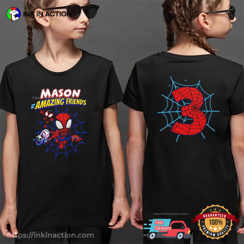 Customized Spiderverse Miles Spidey And Amazing Friends Birthday T-shirt Customized Spiderverse Miles Spidey And Amazing Friends Birthday T-shirt