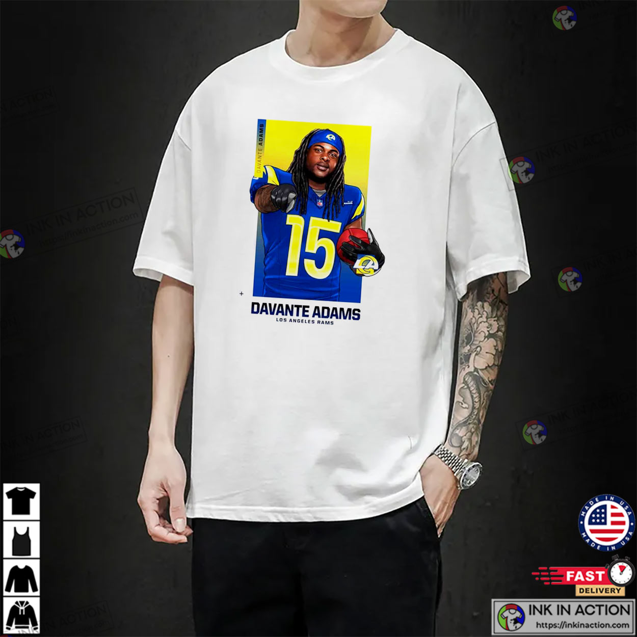 Davante Adams Los Angeles Rams NFL Season 2025 T-shirt Davante Adams Los Angeles Rams NFL Season 2025 T-shirt
