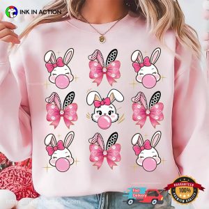 Easter Bunny Coquette Bow Cute Pink Shirt 3