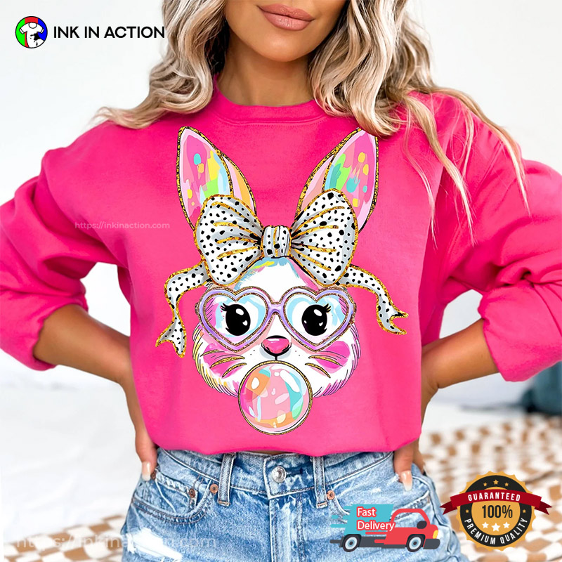 Glitter Easter Bunny Coquette Cute Girl Shirt Glitter Easter Bunny Coquette Cute Girl Shirt
