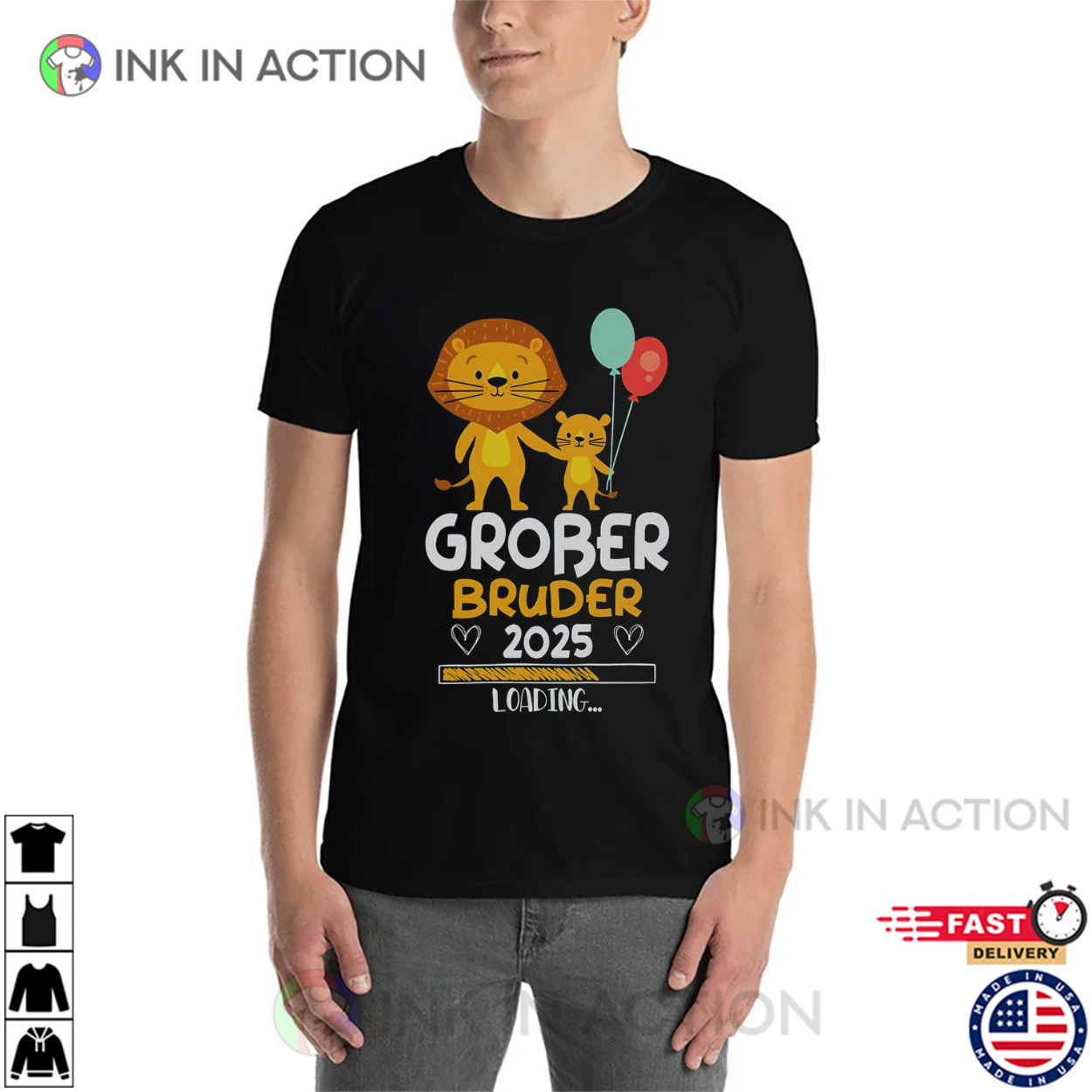 Good Big Brother 2025 Loading Baby Lion Boy Lion T-shirt Good Big Brother 2025 Loading Baby Lion Boy Lion T-shirt