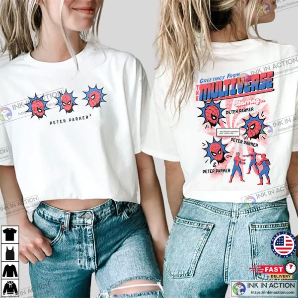 Greetings From Multiverse Peter Parker Spiderman Funny Retro T-shirt