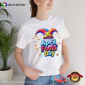 Happy April Fools' Day Colorful Jester Hat Cofort Color Tee 5