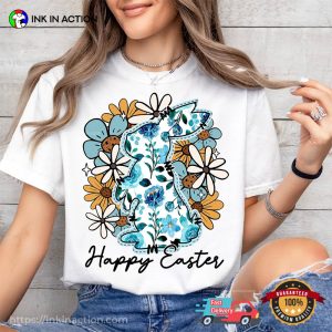Happy Easter Bunny And Flowers Comfort Color Tee 3