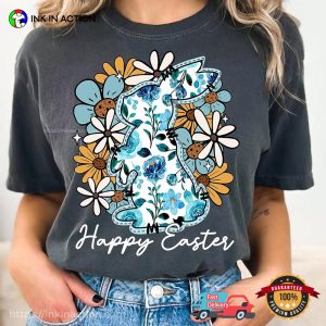 Happy Easter Bunny And Flowers Comfort Color Tee 4