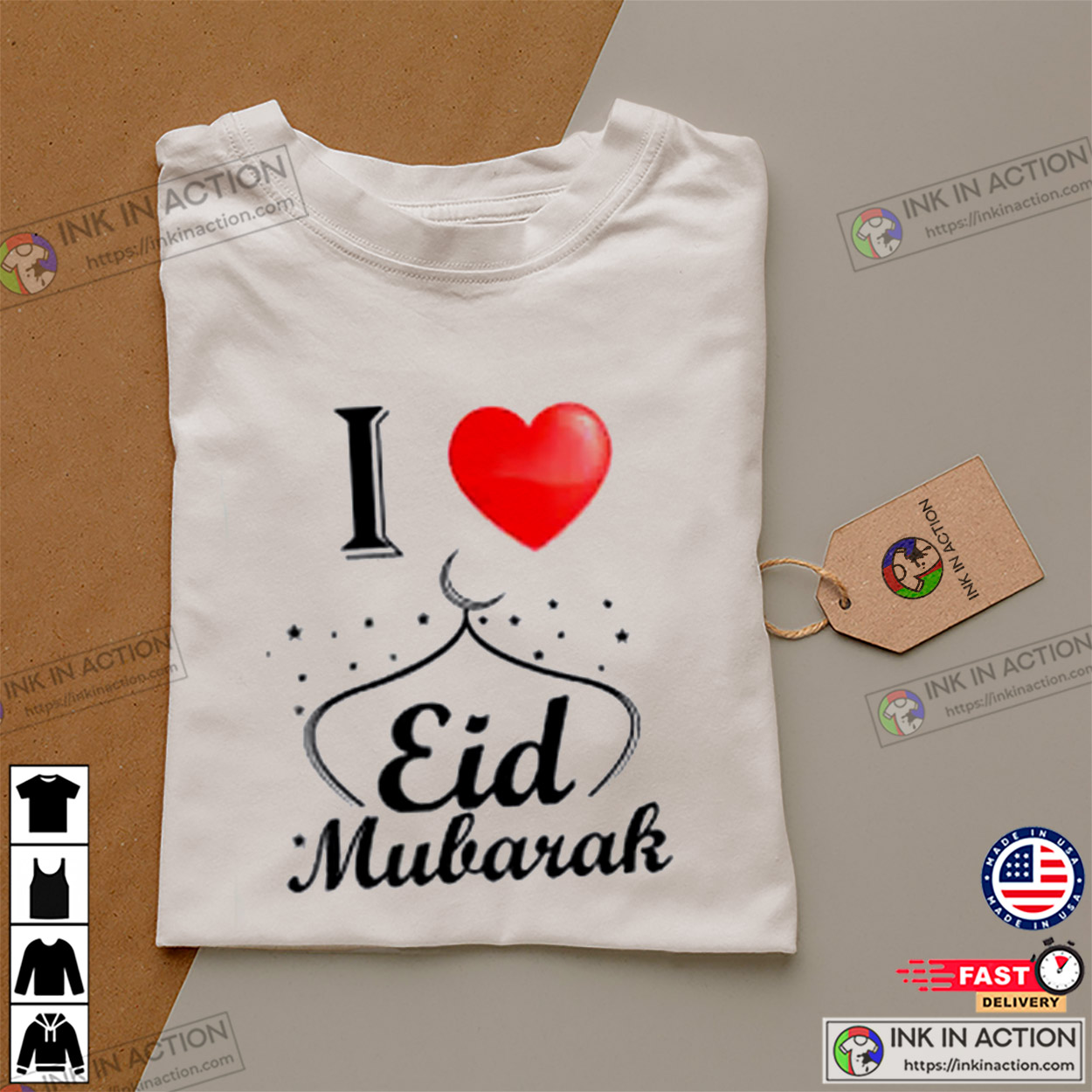 I Love Eid Mubarak Al Eid Holiday T-shirt I Love Eid Mubarak Al Eid Holiday T-shirt
