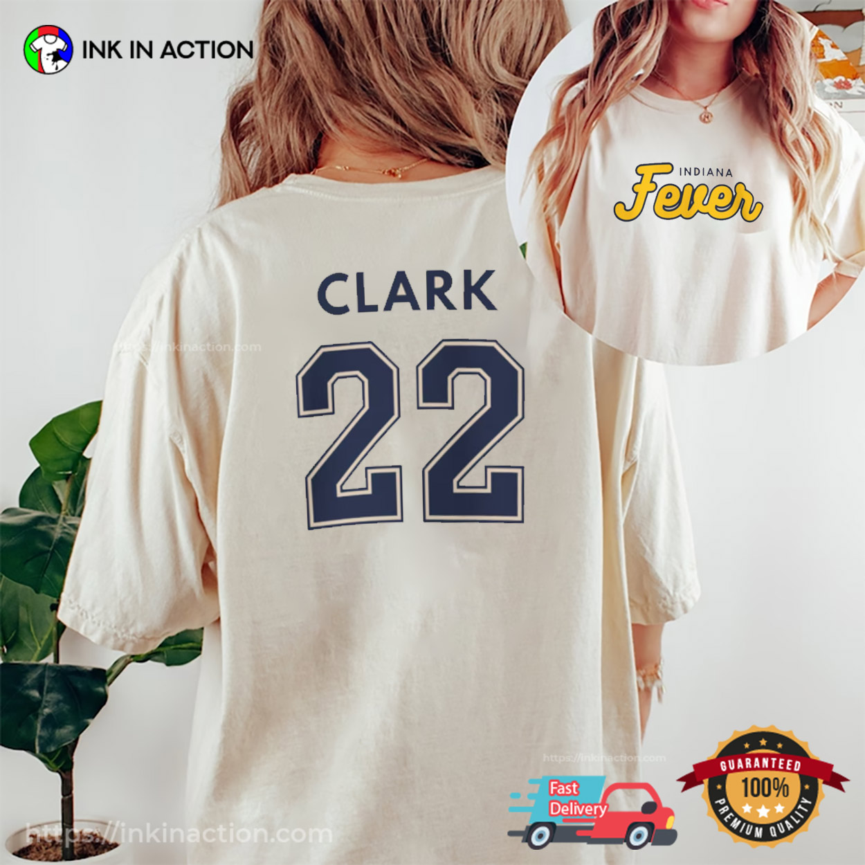 Indiana Fever Clark 22 GOAT 2 Sided T-shirt Indiana Fever Clark 22 GOAT 2 Sided T-shirt