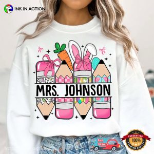 Personalized Easter Pencil Bow Tie Teacher Shirt