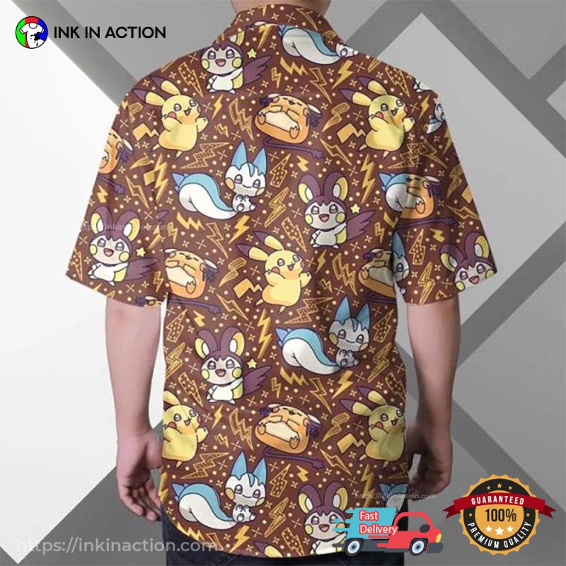 Pikachu Pachirisu Electric Type Pokemon Hawaiian Shirt Pikachu Pachirisu Electric Type Pokemon Hawaiian Shirt
