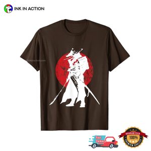 Samurai Warrior Sword Bloody Moon Retro Japanese T shirt 2