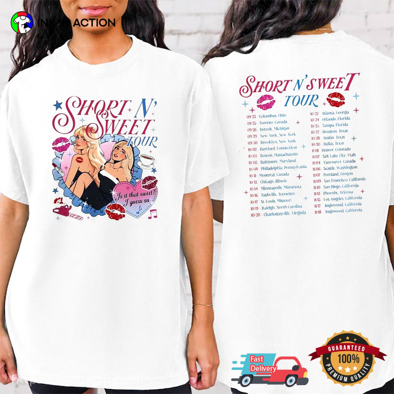 Short N Sweet Tour 2024 Sabrina Carpenter Animation 2-sided T-shirt Short N Sweet Tour 2024 Sabrina Carpenter Animation 2-sided T-shirt