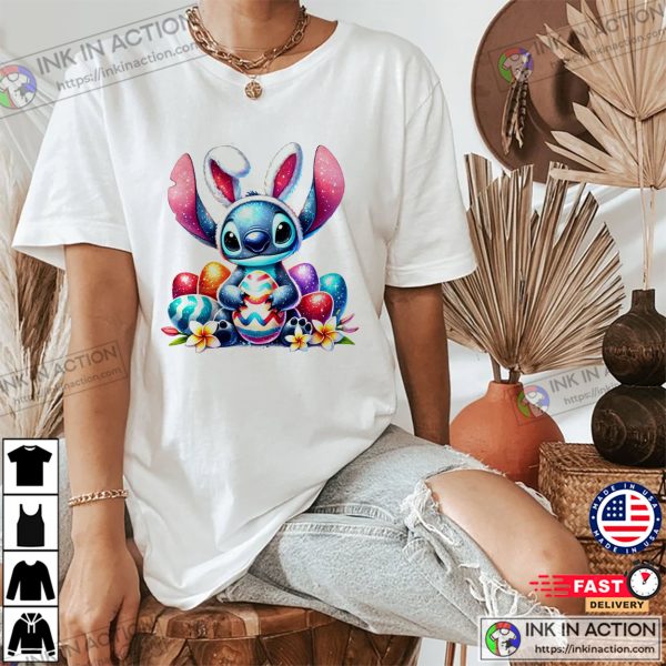 Stitch With Easter Eggs Easter Holidays T-shirt