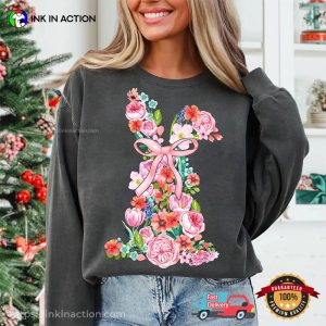 Easter Flowers Floral Bunny  Holiday Shirt