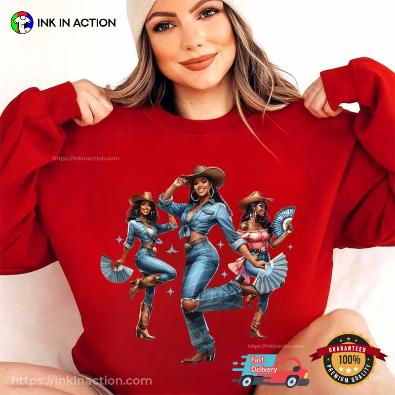 Boots On The Ground Melanin Cowgirl Dacing T-shirt Boots On The Ground Melanin Cowgirl Dacing T-shirt