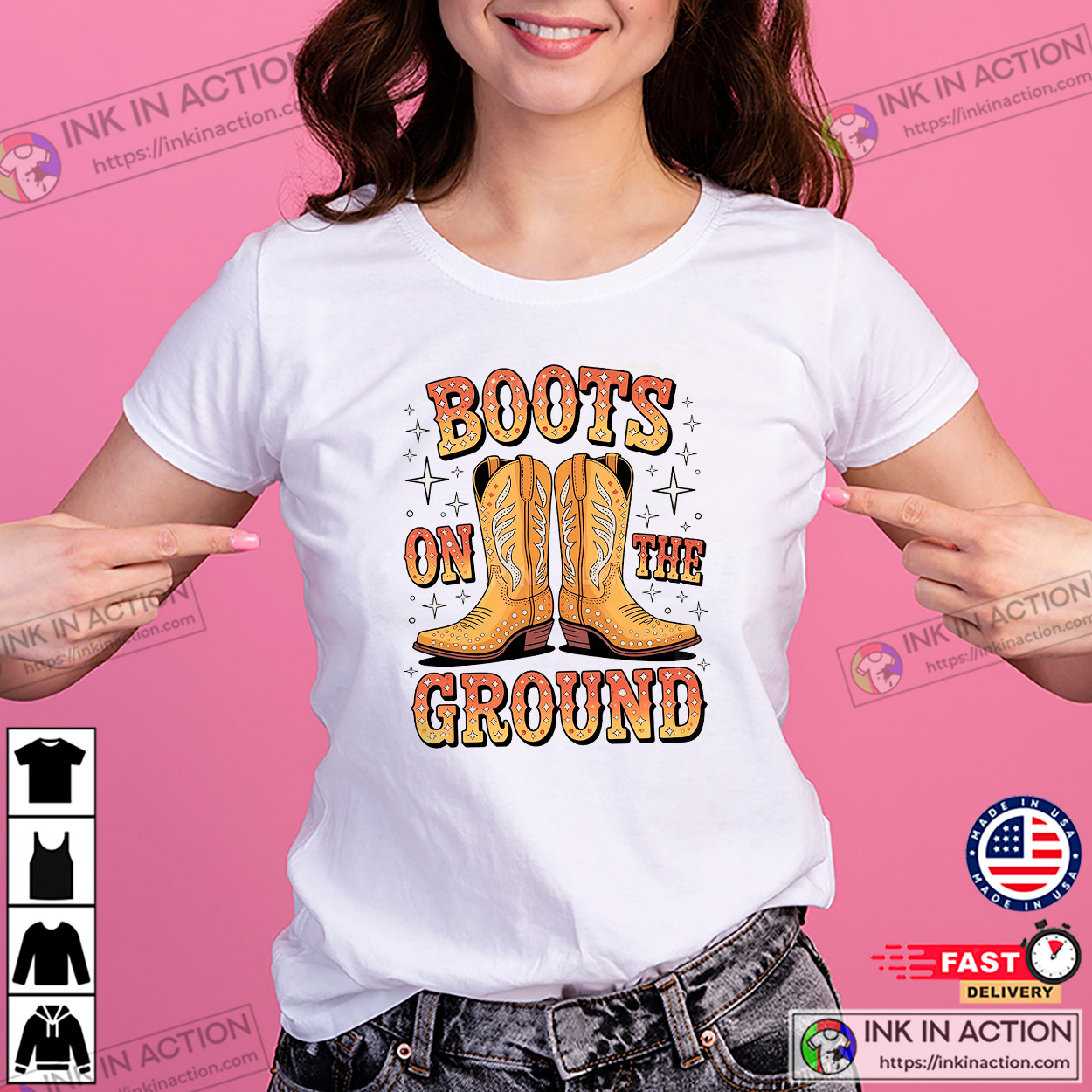 Boots On The Ground Country Boots Cowboy T-shirt Boots On The Ground Country Boots Cowboy T-shirt