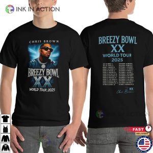 Chris Brown Breezy Bowl XX World Tour 2025 2-sided T-shirt
