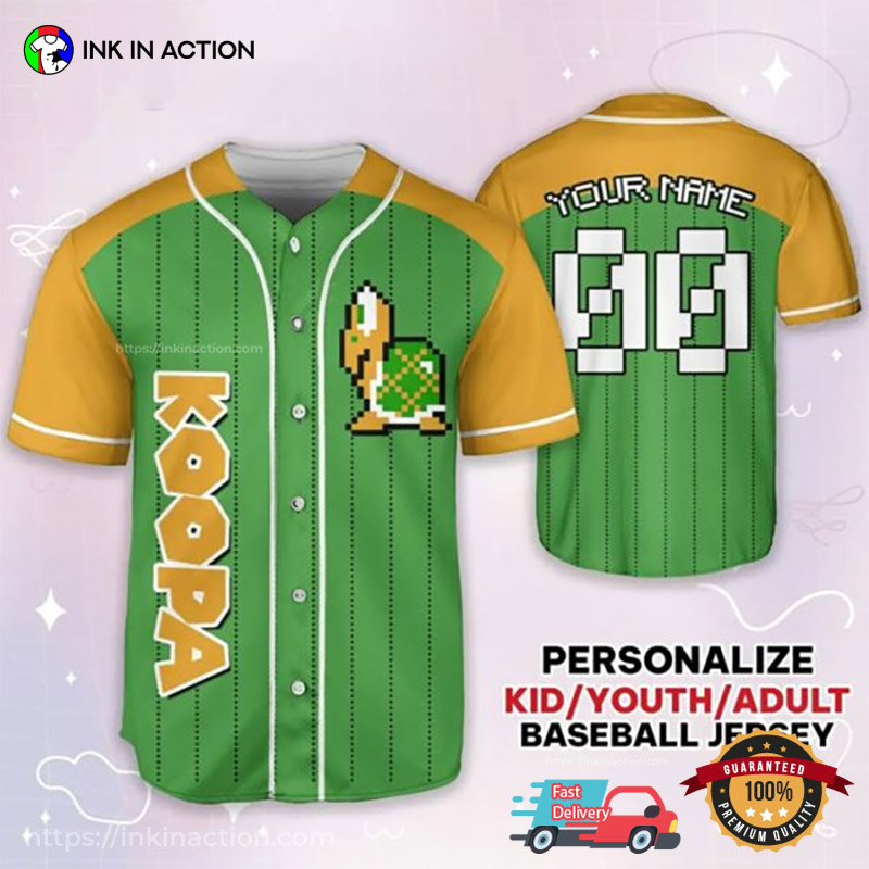 Customized Koopa Arcade Super Mario Baseball Jersey Customized Koopa Arcade Super Mario Baseball Jersey