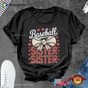 Cute Baseball Bow Baseball Sister Shirt 2