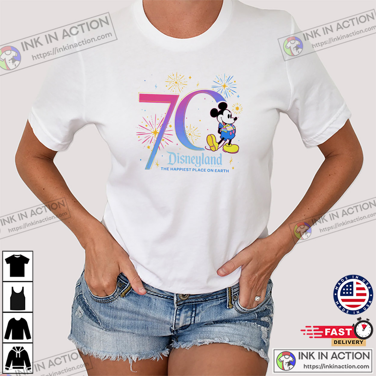 Disneyland Resort 70th Anniversary The Happiest Place On Earth Classic T-shirt Disneyland Resort 70th Anniversary The Happiest Place On Earth Classic T-shirt