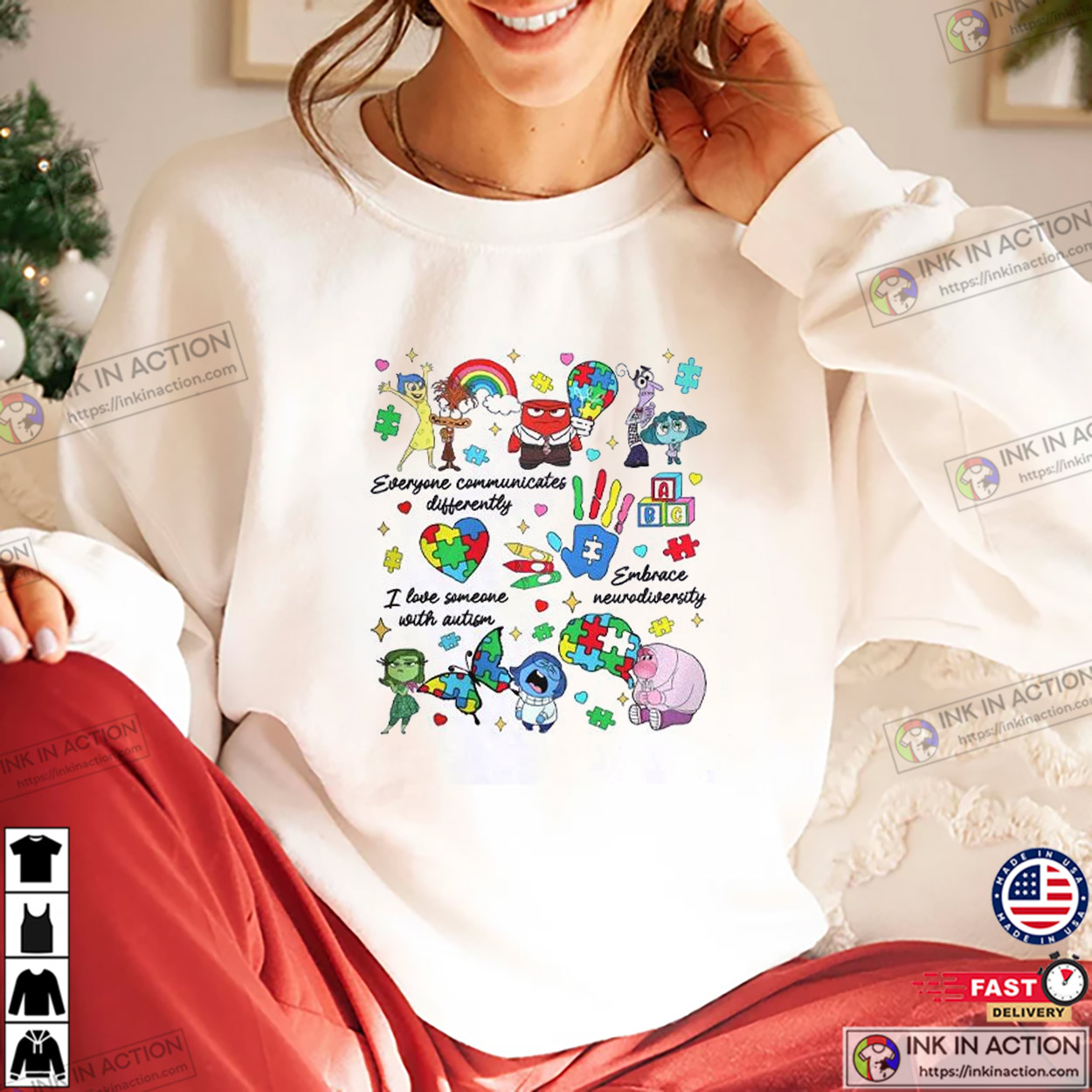 Inside Out Autism Awareness Everyone Communicates Differently T-shirt Inside Out Autism Awareness Everyone Communicates Differently T-shirt