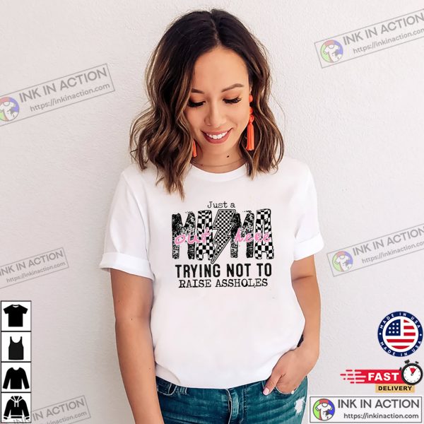 Just A Mom Out Here Groovy Retro Style T-shirt
